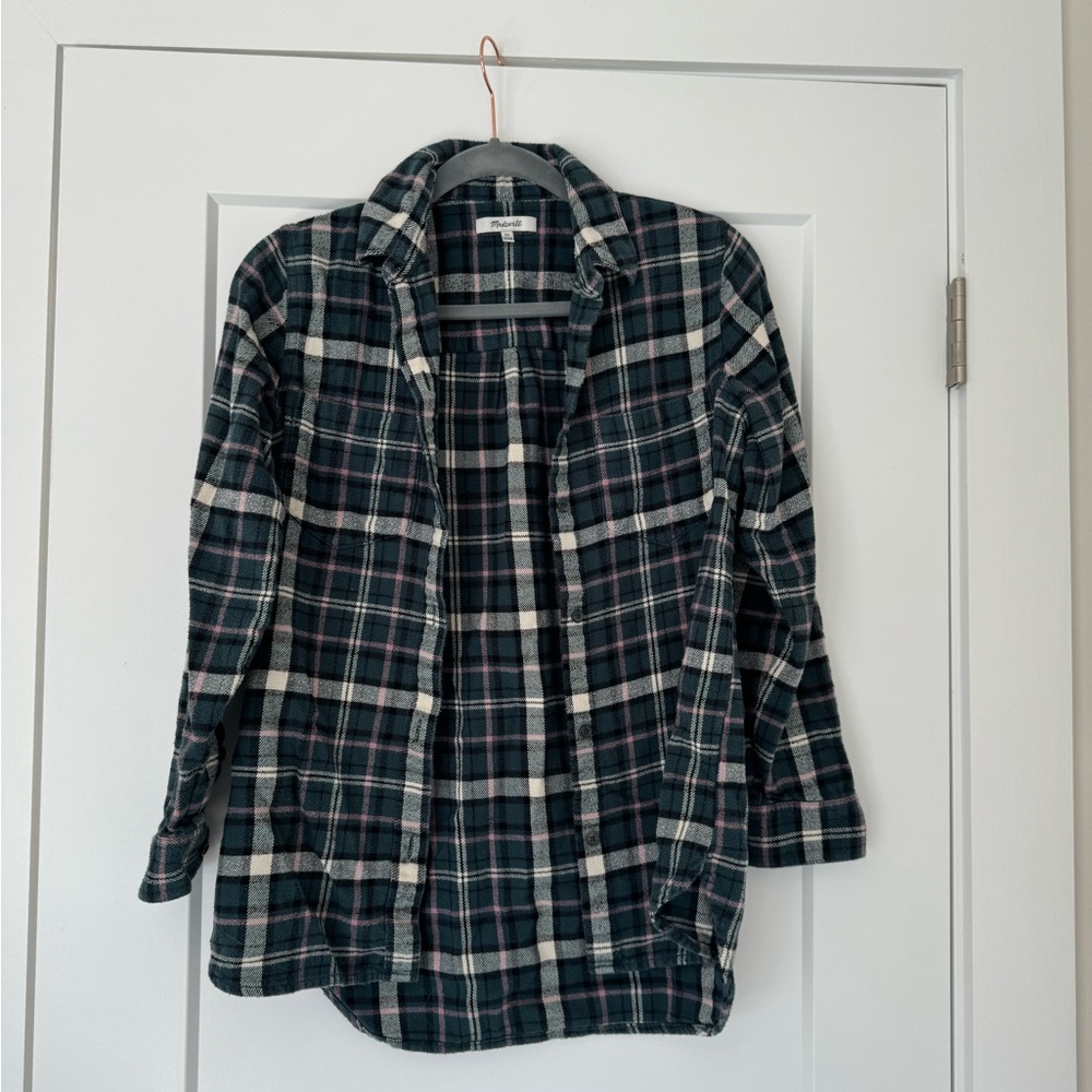 Madewell green plaid flannel